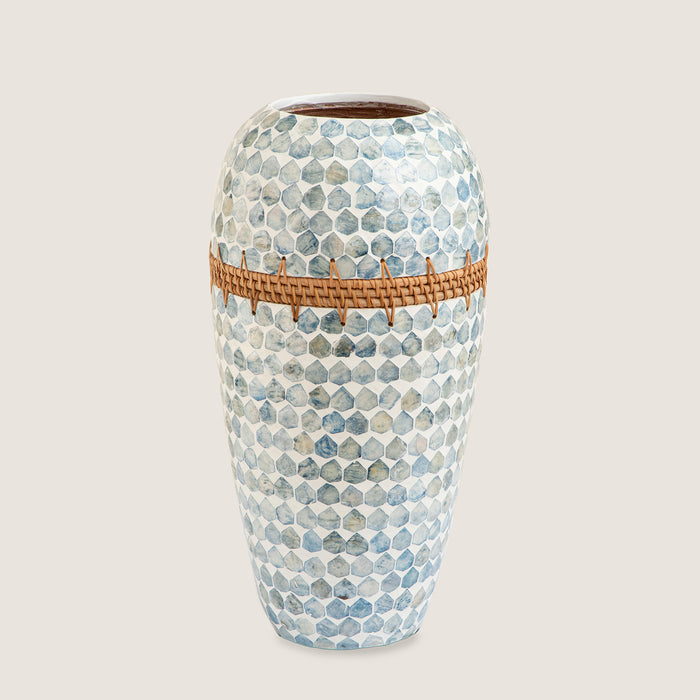 Hanoi Capiz Vase 44  cm White/Light Blue