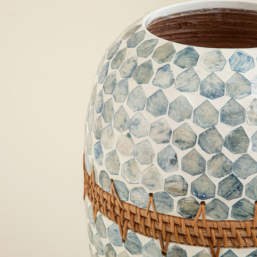 Hanoi Capiz Vase 44  cm White/Light Blue