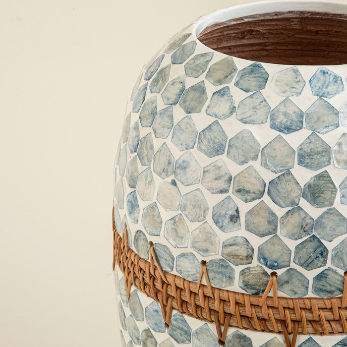 Hanoi Capiz Vase 44  cm White/Light Blue