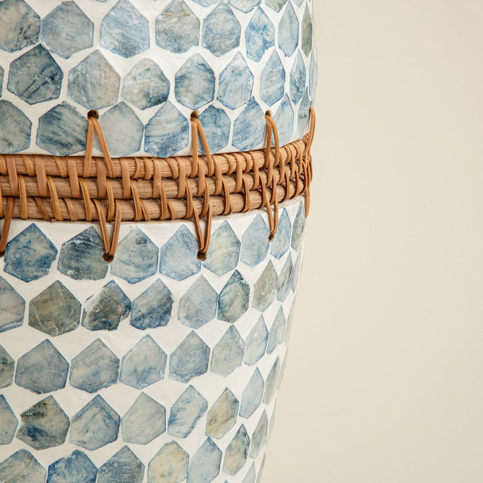 Hanoi Capiz Vase 44 cm White/Light Blue