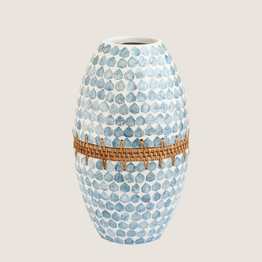 Hanoi Capiz Vase 38  cm White/Light Blue