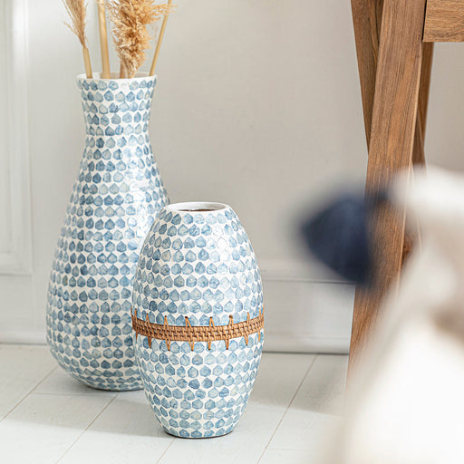 Hanoi Capiz Vase 38  cm White/Light Blue