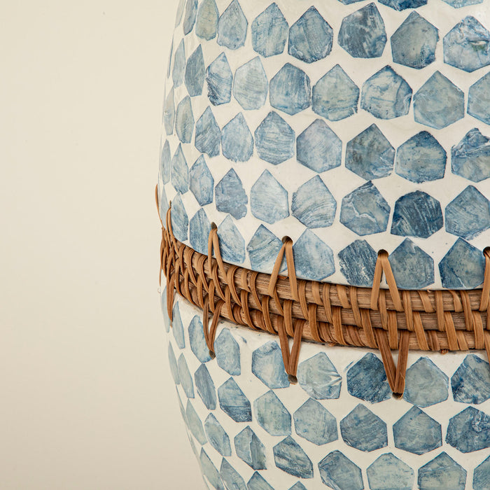 Hanoi Capiz Vase 38 cm White/Light Blue