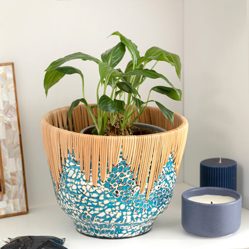 Chi Flower Pot 23 cm White/Light Blue