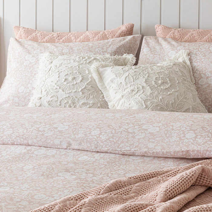 Dahlıa Prınted Duvet Cover Set King Powder/Ecru