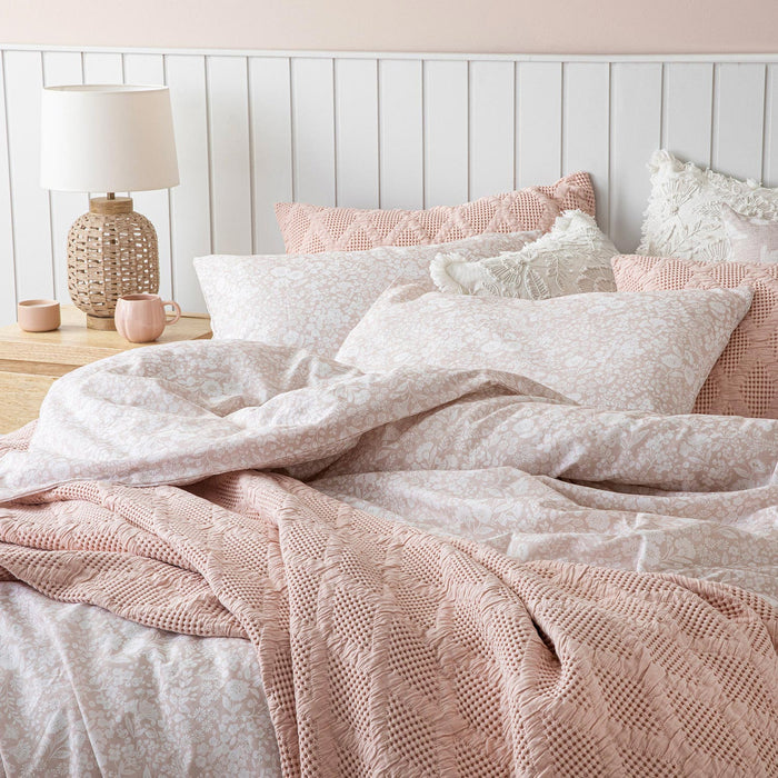 Dahlıa Prınted Duvet Cover Set King Powder/Ecru