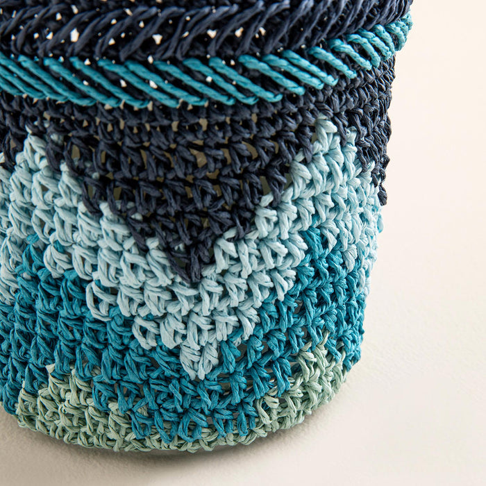 Boho Coastal Crochet Scented Candle 12x13 cm Blue