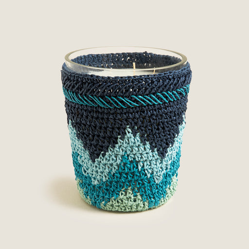 Boho Coastal Crochet Scented Candle 14x17 cm Blue