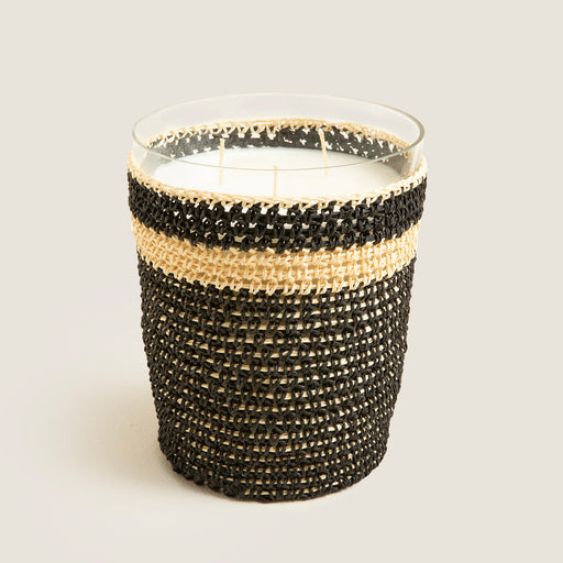 Boho Black&White Crochet Scented Candle 14x17 cm Black
