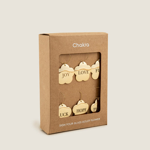 Sign Goldy Flower Glass Charm Set of 6 Gold