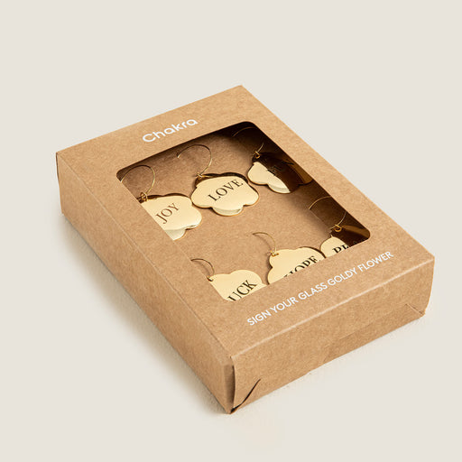 Sign Goldy Flower Glass Charm Set of 6 Gold