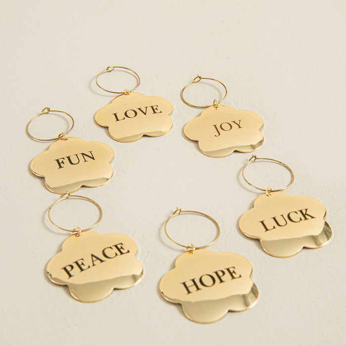 Sign Goldy Flower Glass Charm Set of 6 Gold