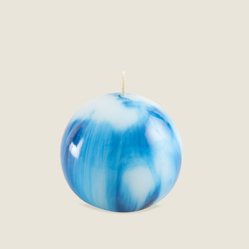 Marble Ball Candle 7 Cm Mavi Blue