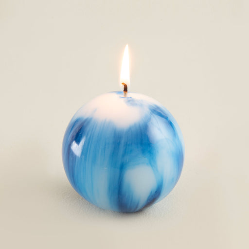 Marble Ball Candle 7 Cm Mavi Blue