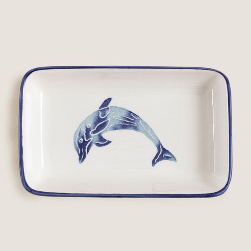 Chios Serving Plate 15x9 Cm Blue/White