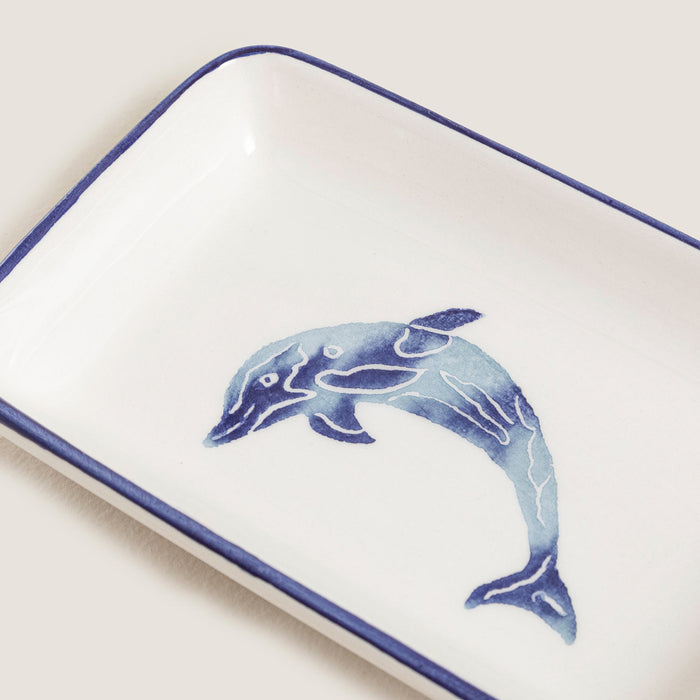 Chios Serving Plate 15x9 Cm Blue/White