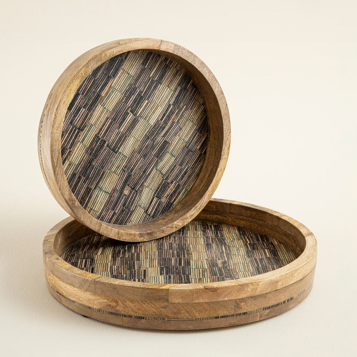 Sanian Tray 29 Cm Natural/Navy Blue