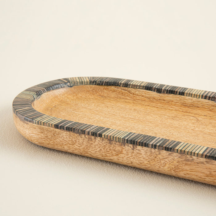 Sanian Serving Plate 40X15 Cm Natural/Navy Blue