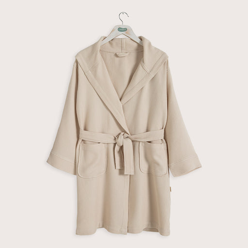 Little Basic Hoodıe Bathrobe Beige