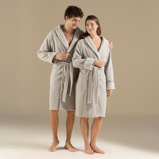 Eva Cotton Unısex Bathrobe Light Grey