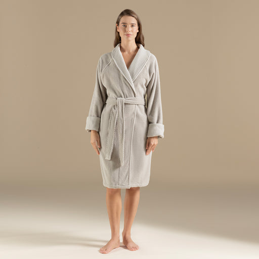 Eva Cotton Unısex Bathrobe Light Grey