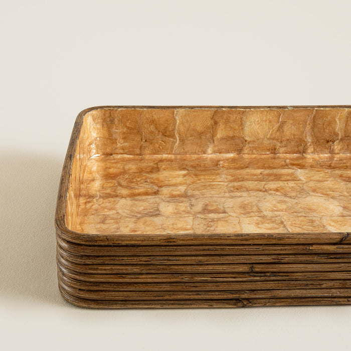 Innoq Round Decorative Tray 48X30 CM Pearl