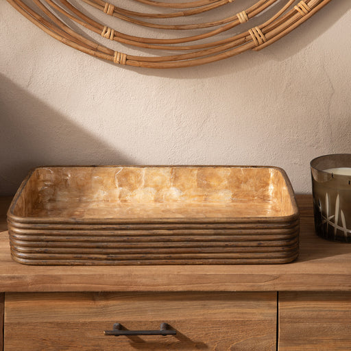 Innoq Round Decorative Tray 52x34 Cm Pearl