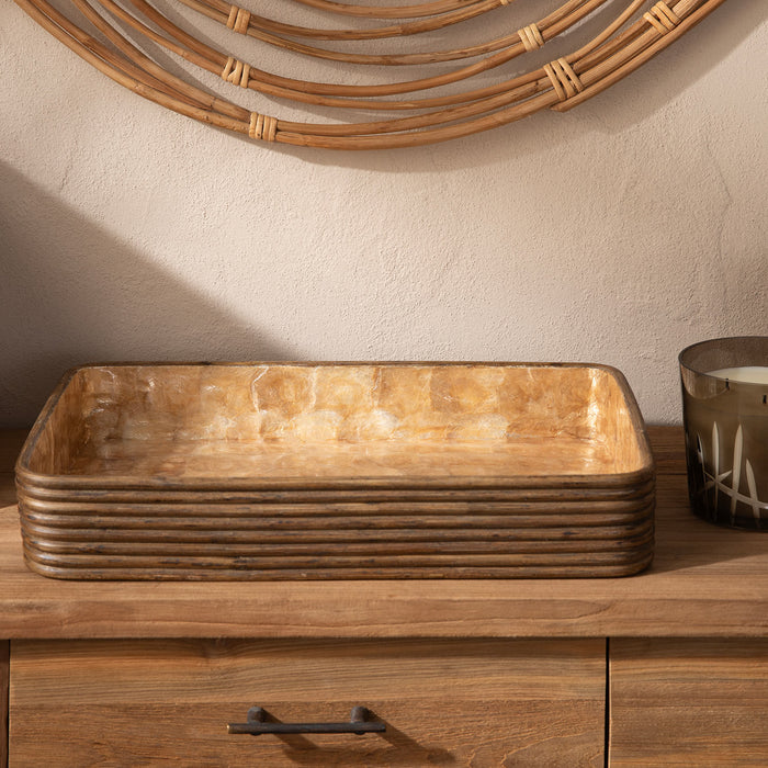 Innoq Round Decorative Tray 52x34 Cm Pearl