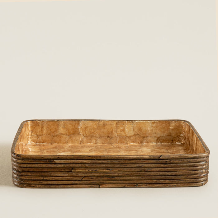 Innoq Round Decorative Tray 52x34 Cm Pearl