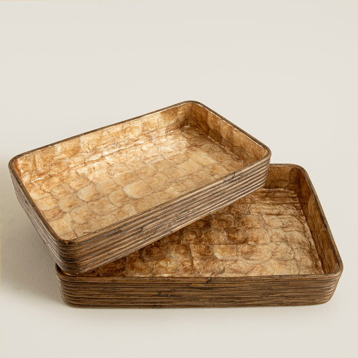 Innoq Round Decorative Tray 52x34 Cm Pearl