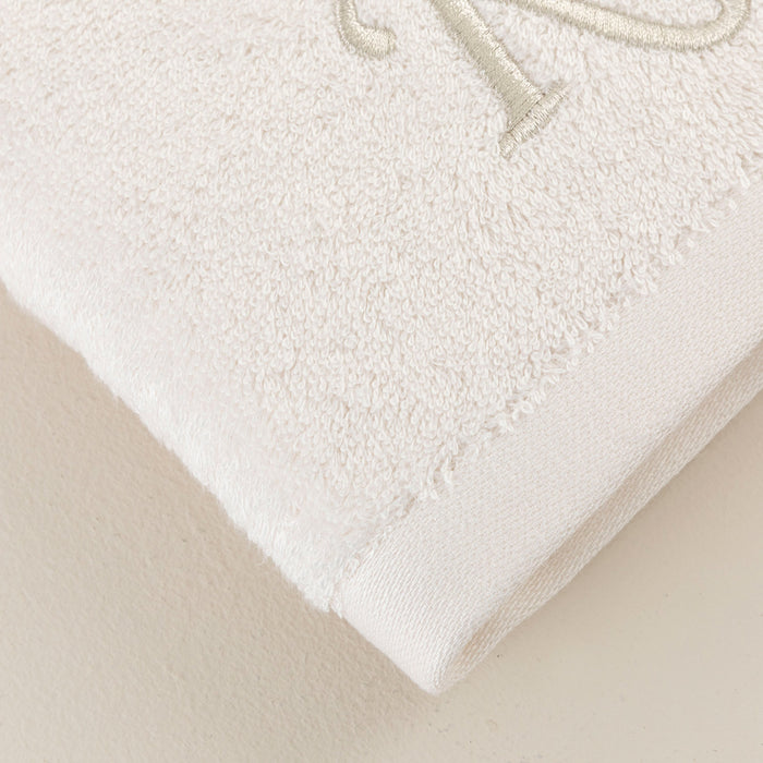 Solid Embroidered Face Towel 50x90 cm (K) Ecru