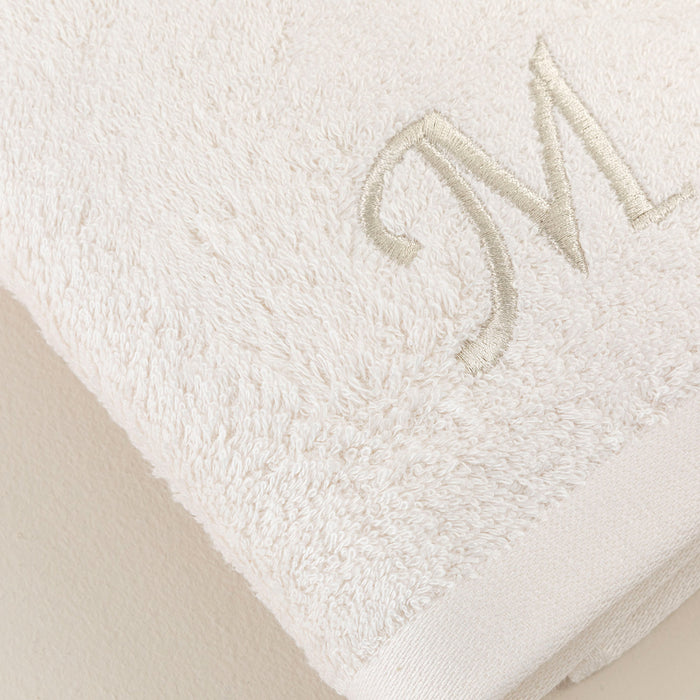 Solid Embroidered Face Towel 50x90 cm(M) Ecru