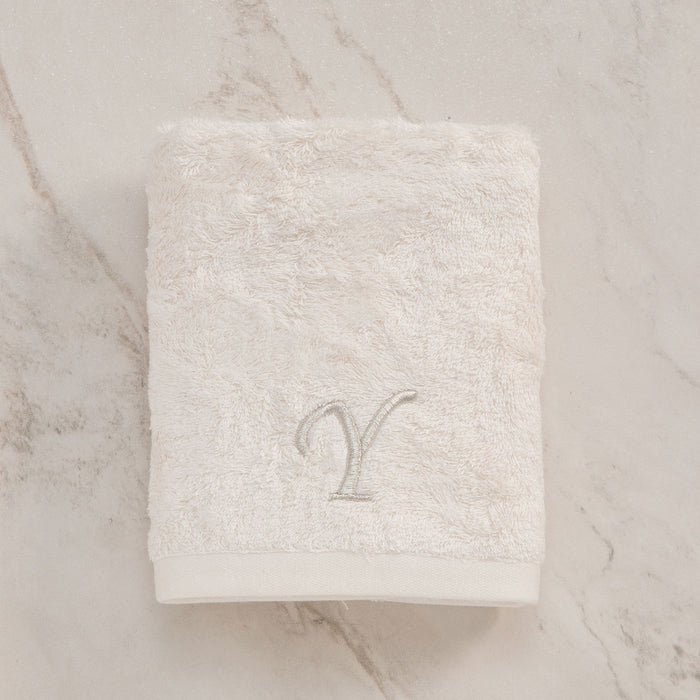 Solid Embroidered Face Towel 50x90 cm (Y) Ecru