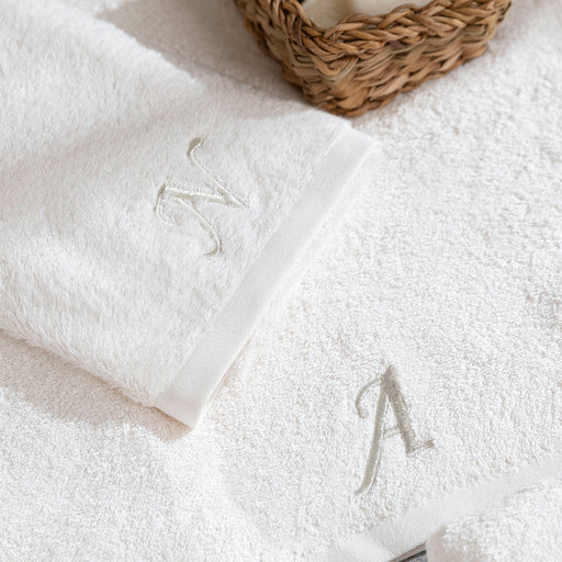 Solid Embroidered Face Towel 50x90 cm(A) Ecru