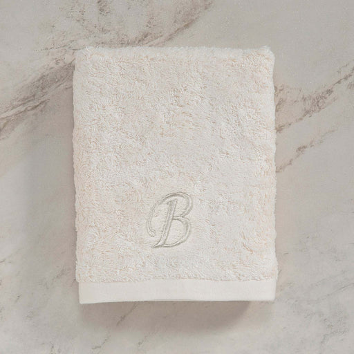 Solid Embroidered Face Towel 50x90 cm (B) Ecru