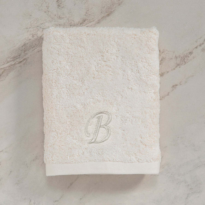 Solid Embroidered Face Towel 50x90 cm (B) Ecru