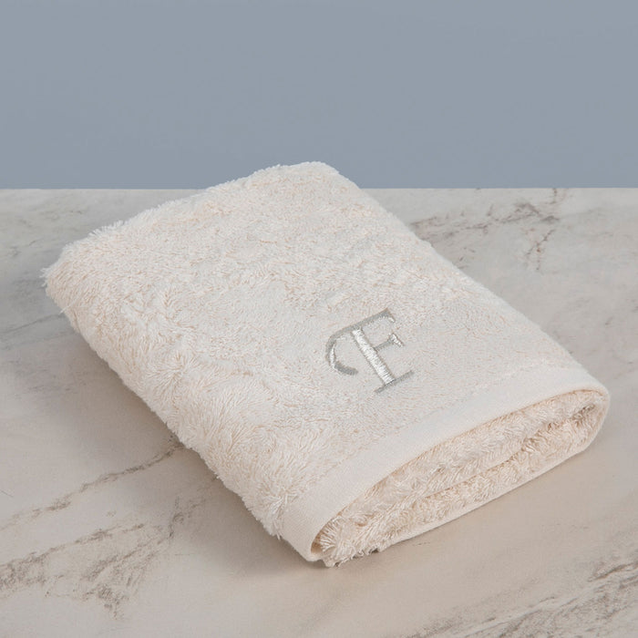 Solid Embroidered Face Towel 50x90 cm (F) Ecru