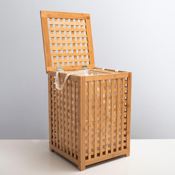 Bamboo Laundry Basket 58x40 cm Natural