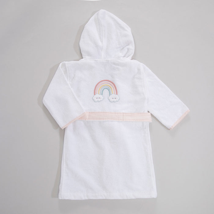 Rainbow Bamboo Baby Bathrobe White-Pink