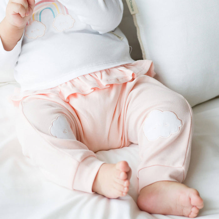 Rainbow Special Modal Cotton Baby Long Sleeve Pajama Set Pink-White