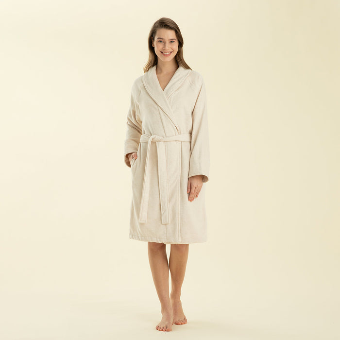 Solid Unisex Bathrobe Ecru