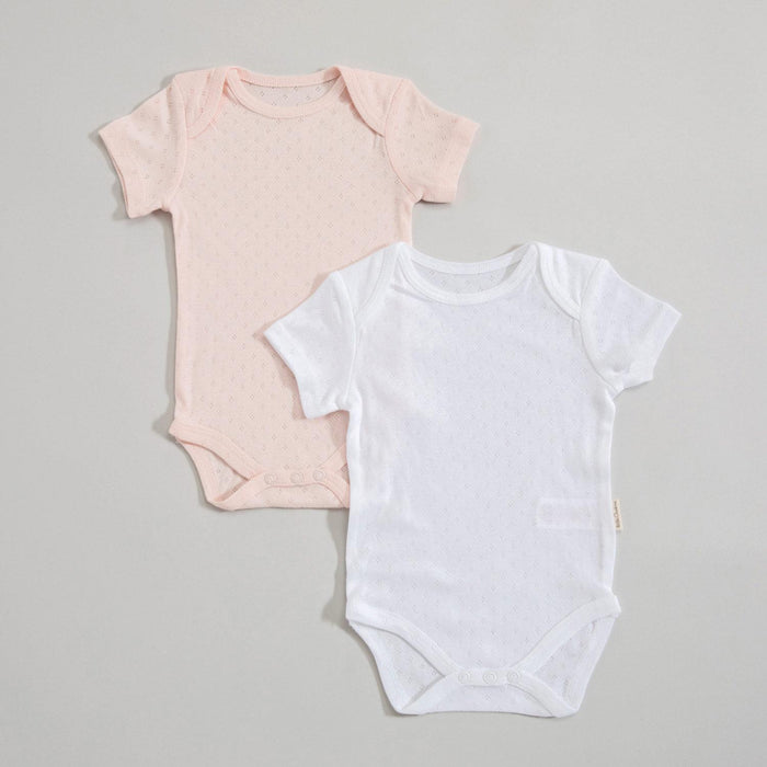 Lonya Bamboo Baby Bodysuit Sleeveless 2 Pieces Pink-White