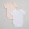 Lonya Bamboo Baby Bodysuit Short Sleeve 2 Pieces Pink-White