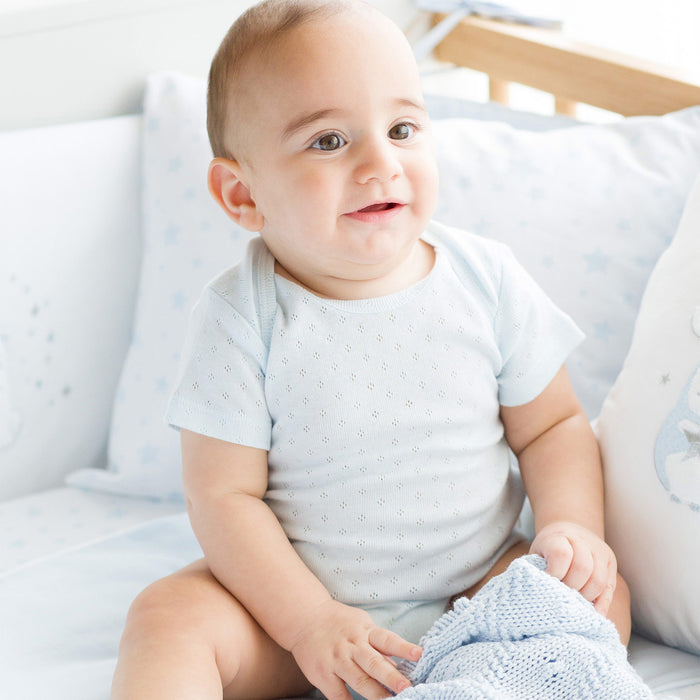 Lonya Bamboo Baby Bodysuit Short Sleeve 2 Pieces Blue-White