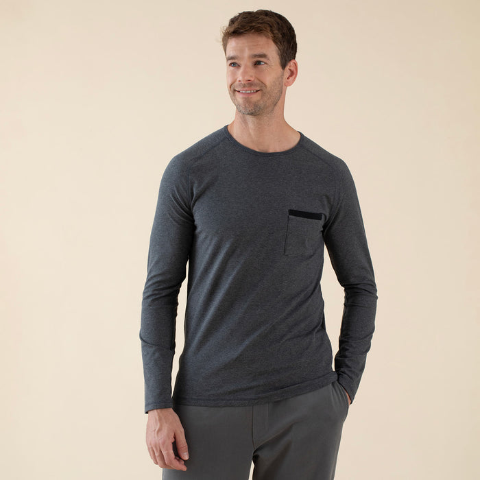 Carson Cotton Men Pajama Tops Charcoal