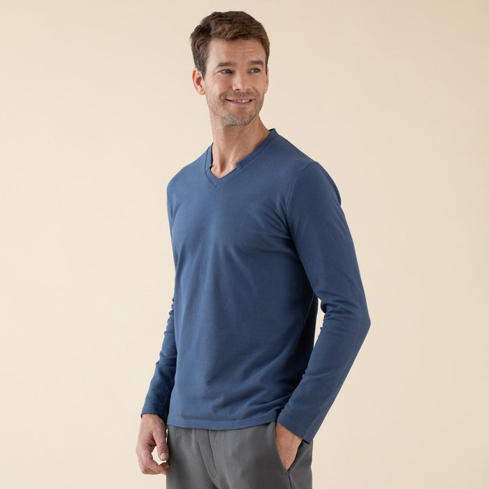 Adler Cotton Men Pajama Tops Navy Blue