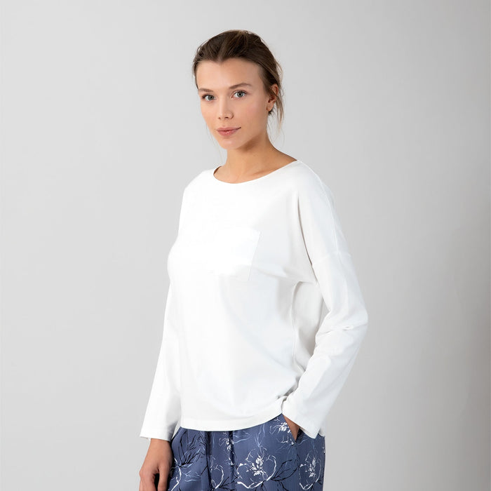 Lara Modal Cotton Women Pajama Tops Ecru