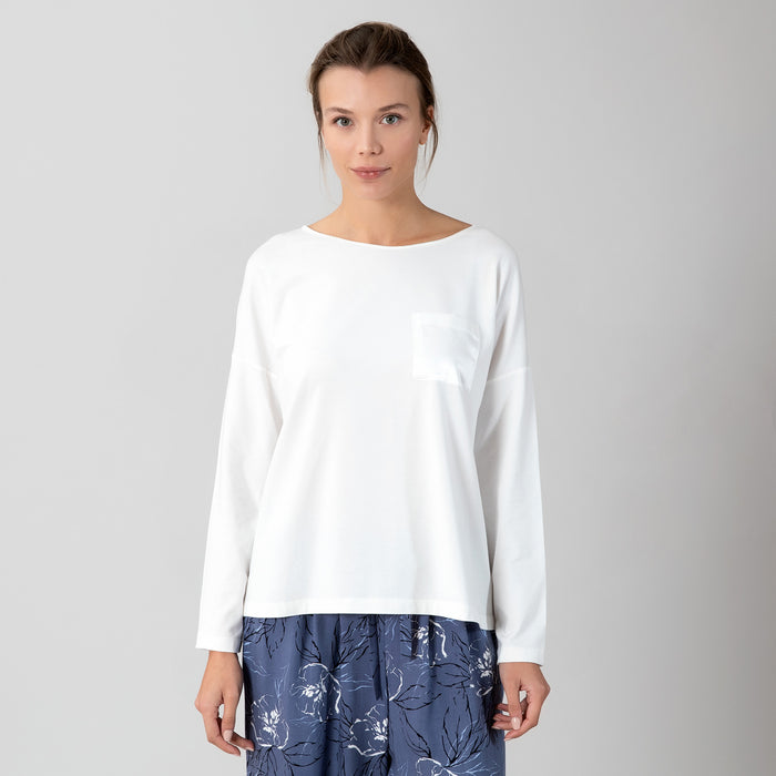 Lara Modal Cotton Women Pajama Tops Ecru