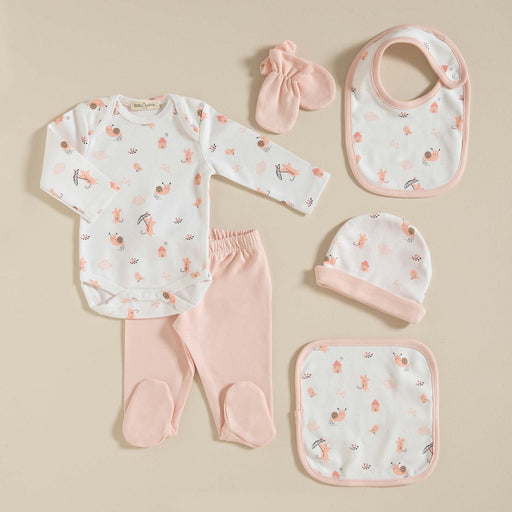Bird Newborn Set 6Pcs White-Pink