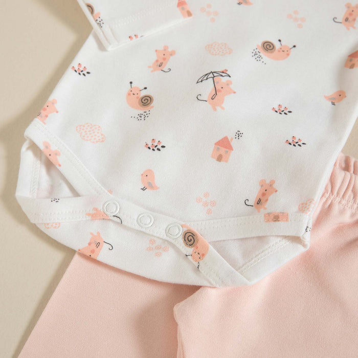 Bird Newborn Set 6Pcs White-Pink
